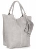 Kožené kabelka shopper bag Genuine Leather světle šedá 777